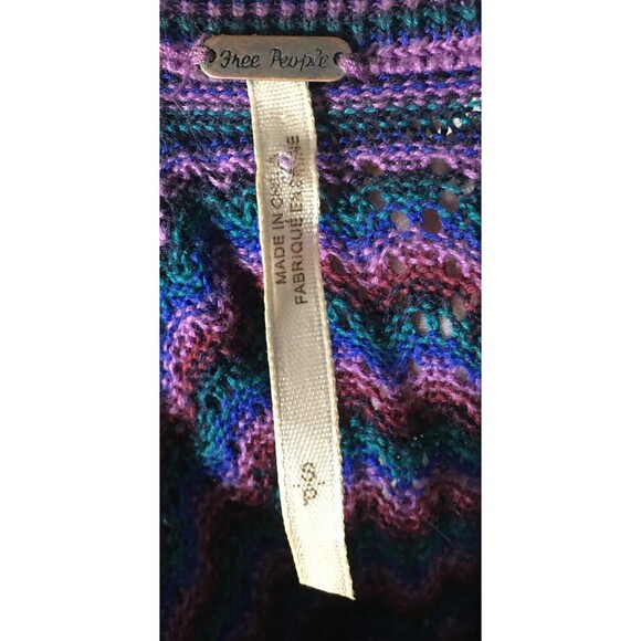 Free People Sweater Dress Women's Size Small Purple Multicolor Striped Cotton - Picture 5 of 5